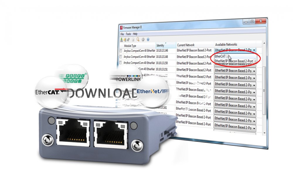 Одно Ethernet устройство для подключения к любой промышленной сети Ethernet.